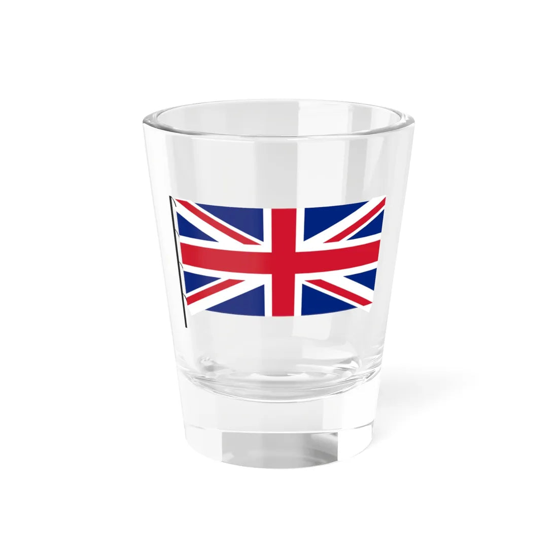 Upside down Union Flag on staff hoist left (United Kingdom) Shot Glass 1.5oz 1.5oz - Go Mug Yourself