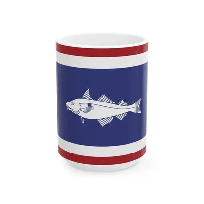 Urker vlag met schelvis 25-12-2016 (Netherlands) White Coffee Mug 15oz - Go Mug Yourself