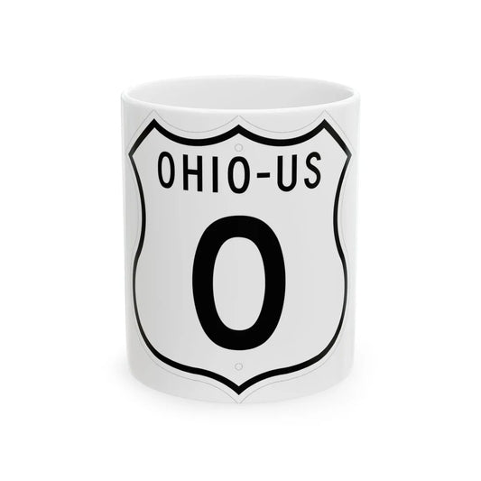 US 0 Ohio 1955 (Ohio) (Road Sign) White Coffee Mug 11oz - Go Mug Yourself