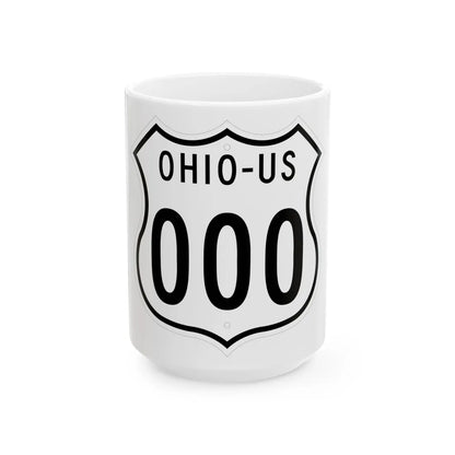 US 000 Ohio 1955 (Ohio) (Road Sign) White Coffee Mug 15oz - Go Mug Yourself