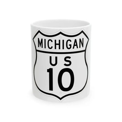 US 10 Michigan 1948 (Michigan) (Road Sign) White Coffee Mug 11oz - Go Mug Yourself