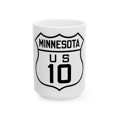 US 10 Minnesota 1926 (Minnesota) (Road Sign) White Coffee Mug 15oz - Go Mug Yourself