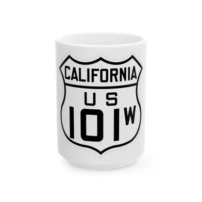US 101W California 1926 (California) (Road Sign) White Coffee Mug 15oz - Go Mug Yourself
