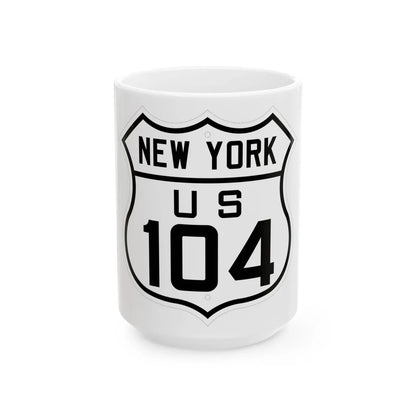 US 104 New York 1926 (New York) (Road Sign) White Coffee Mug 15oz - Go Mug Yourself
