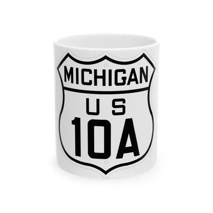 US 10A Michigan 1926 (Michigan) (Road Sign) White Coffee Mug 11oz - Go Mug Yourself