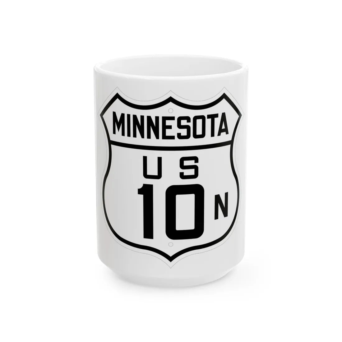 US 10N Minnesota 1926 (Minnesota) (Road Sign) White Coffee Mug 15oz - Go Mug Yourself