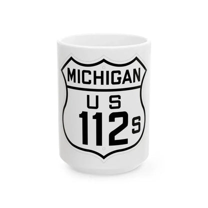 US 112S Michigan 1926 (Michigan) (Road Sign) White Coffee Mug 15oz - Go Mug Yourself