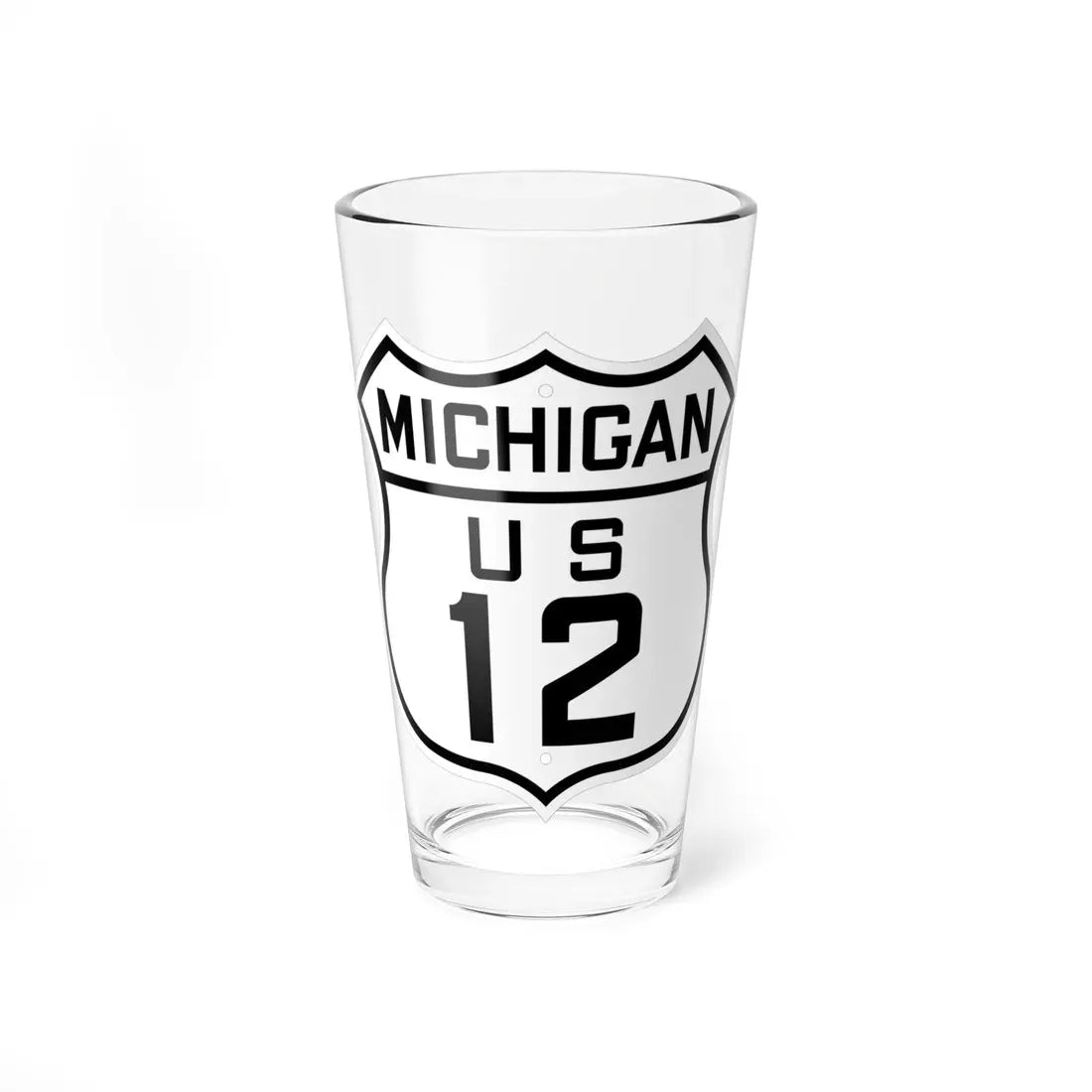US 12 Michigan 1926 (Michigan) (Road Sign) Pint Glass 16oz 16oz - Go Mug Yourself