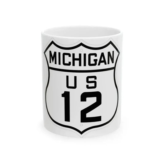 US 12 Michigan 1926 (Michigan) (Road Sign) White Coffee Mug 11oz - Go Mug Yourself