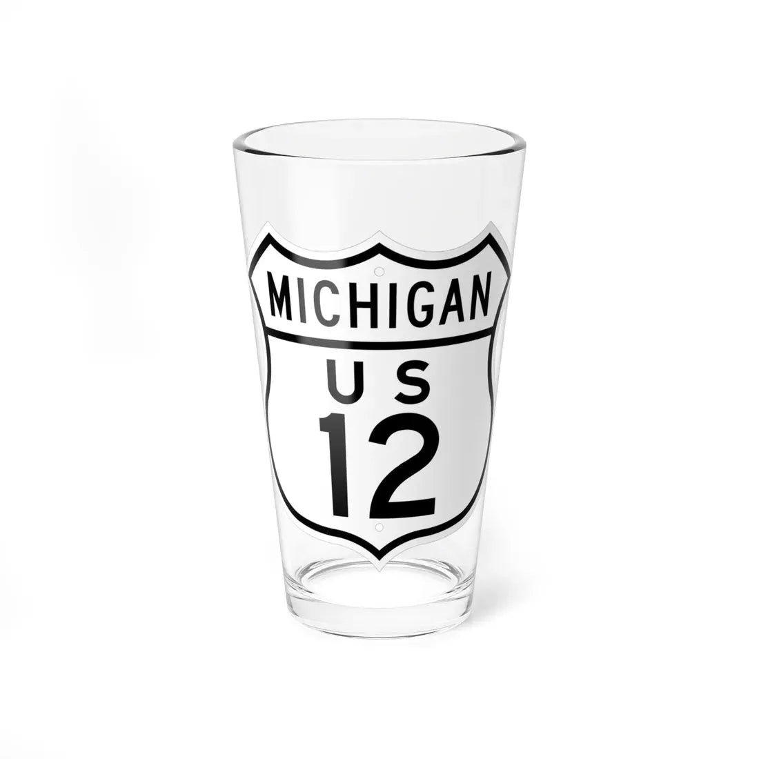 US 12 Michigan 1948 (Michigan) (Road Sign) Pint Glass 16oz 16oz - Go Mug Yourself