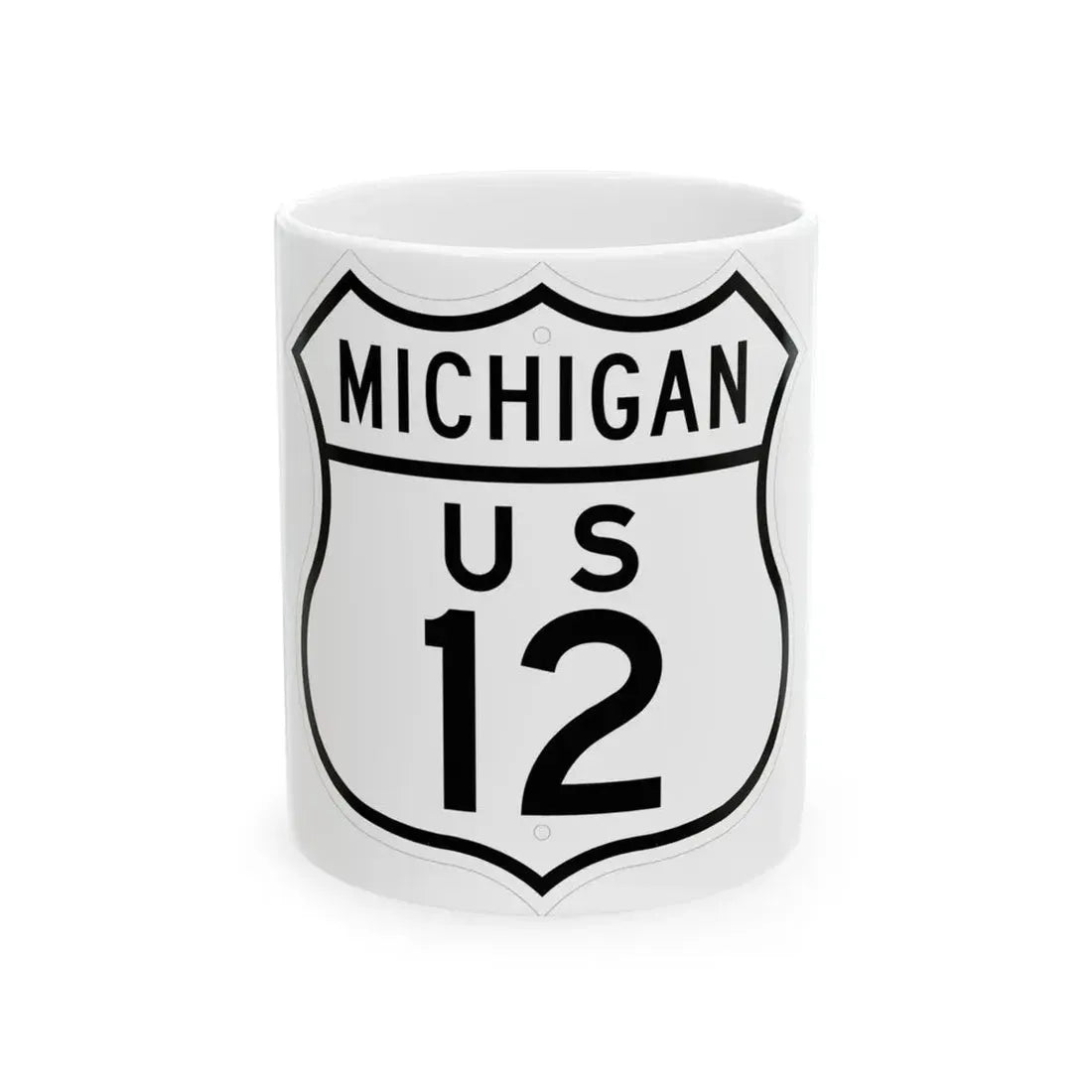 US 12 Michigan 1948 (Michigan) (Road Sign) White Coffee Mug 11oz - Go Mug Yourself