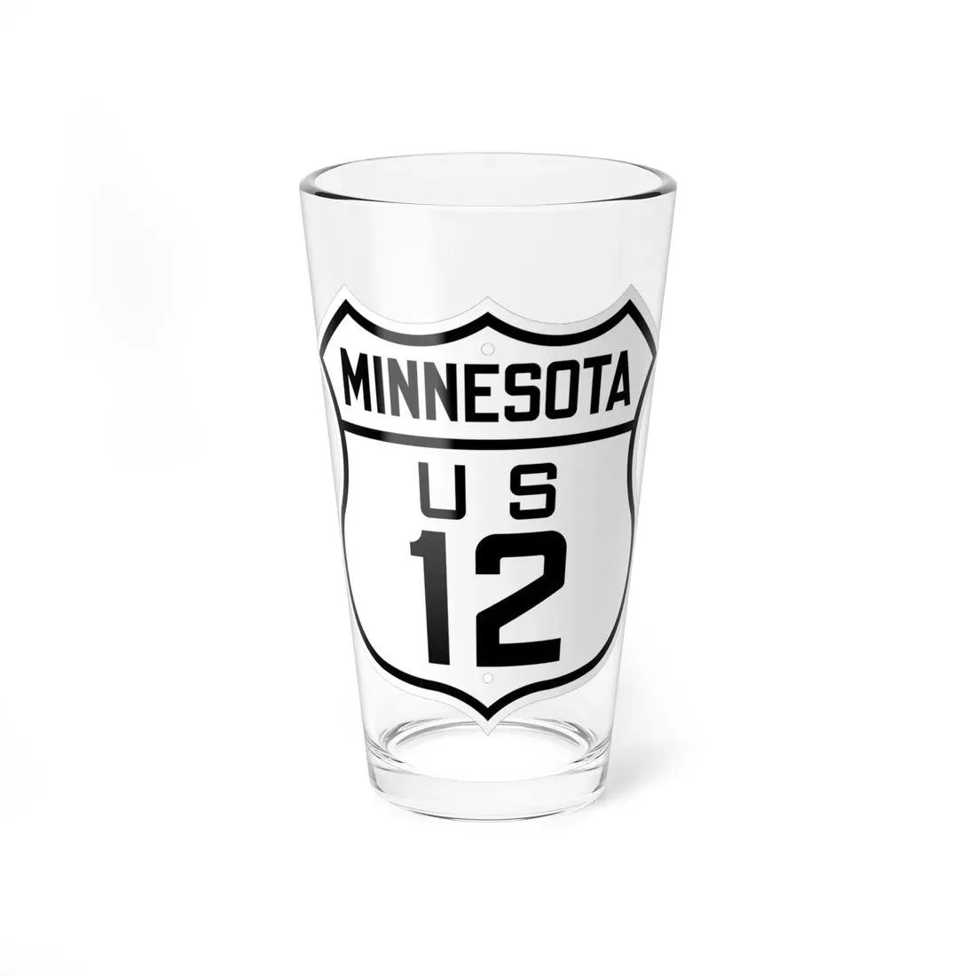 US 12 Minnesota 1926 (Minnesota) (Road Sign) Pint Glass 16oz 16oz - Go Mug Yourself