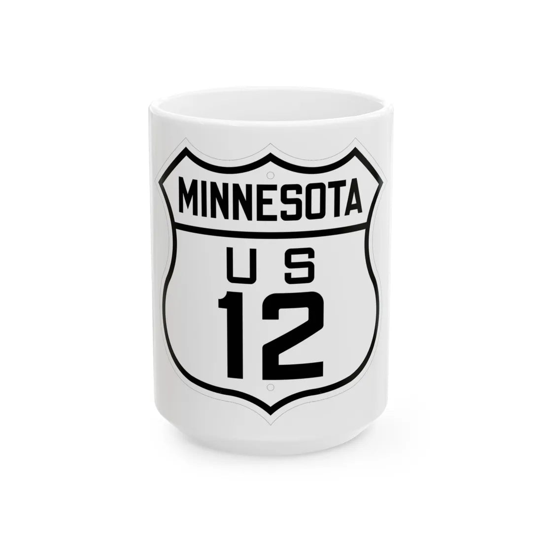 US 12 Minnesota 1926 (Minnesota) (Road Sign) White Coffee Mug 15oz - Go Mug Yourself