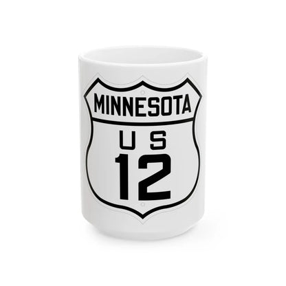 US 12 Minnesota 1926 (Minnesota) (Road Sign) White Coffee Mug 15oz - Go Mug Yourself