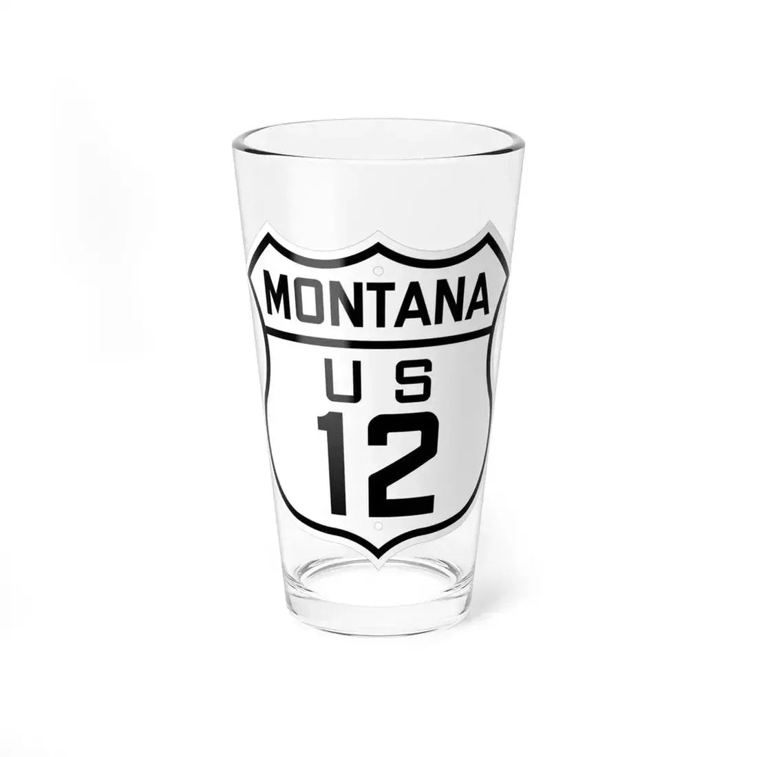 US 12 Montana 1926 (Montana) (Road Sign) Pint Glass 16oz 16oz - Go Mug Yourself