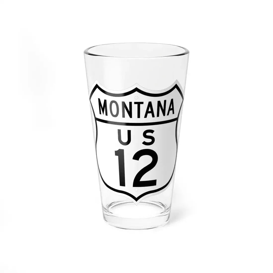 US 12 Montana 1948 (Montana) (Road Sign) Pint Glass 16oz 16oz - Go Mug Yourself