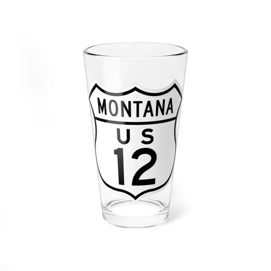 US 12 Montana 1948 (Montana) (Road Sign) Pint Glass 16oz 16oz - Go Mug Yourself