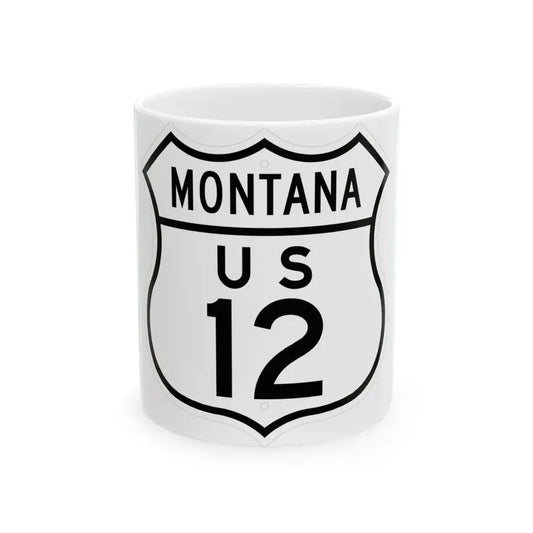 US 12 Montana 1948 (Montana) (Road Sign) White Coffee Mug 11oz - Go Mug Yourself