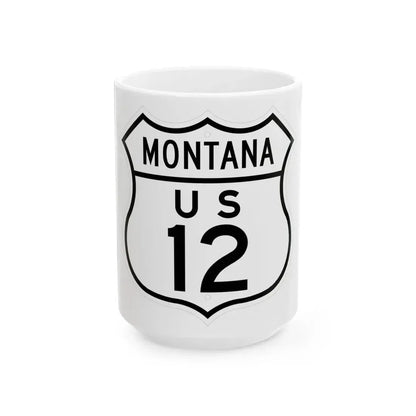 US 12 Montana 1948 (Montana) (Road Sign) White Coffee Mug 15oz - Go Mug Yourself