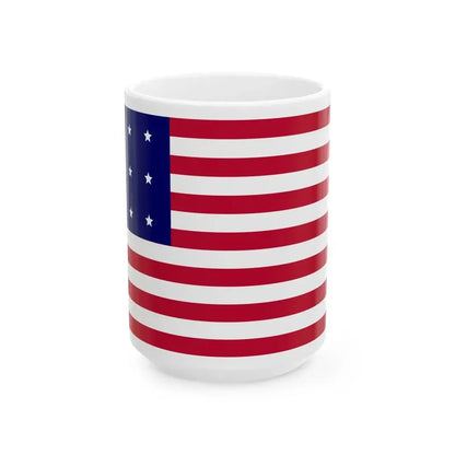 US 12 Star Flag (United States) White Coffee Mug 15oz - Go Mug Yourself