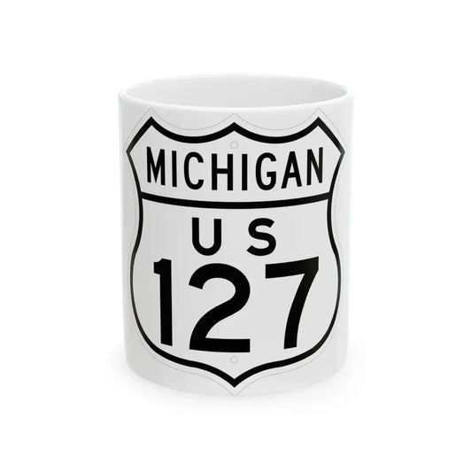 US 127 Michigan 1948 (Michigan) (Road Sign) White Coffee Mug 11oz - Go Mug Yourself