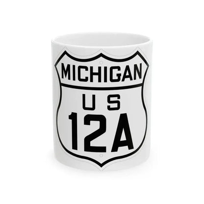 US 12A Michigan 1926 (Michigan) (Road Sign) White Coffee Mug 11oz - Go Mug Yourself
