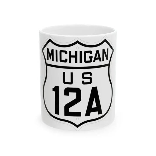 US 12A Michigan 1926 (Michigan) (Road Sign) White Coffee Mug 11oz - Go Mug Yourself
