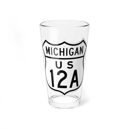 US 12A Michigan 1948 (Michigan) (Road Sign) Pint Glass 16oz 16oz - Go Mug Yourself