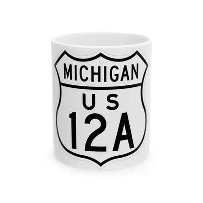 US 12A Michigan 1948 (Michigan) (Road Sign) White Coffee Mug 11oz - Go Mug Yourself