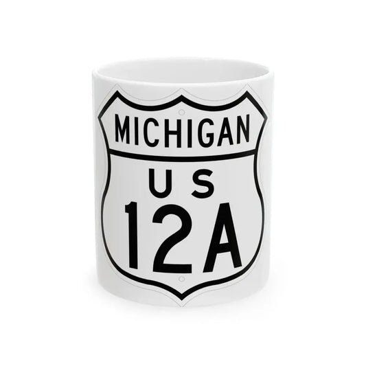US 12A Michigan 1948 (Michigan) (Road Sign) White Coffee Mug 11oz - Go Mug Yourself