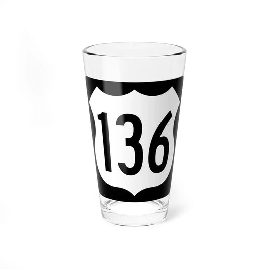 US 136 IA (Iowa) (Road Sign) Pint Glass 16oz 16oz - Go Mug Yourself
