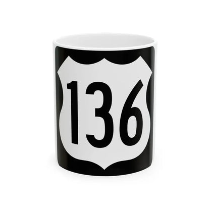 US 136 IA (Iowa) (Road Sign) White Coffee Mug 11oz - Go Mug Yourself