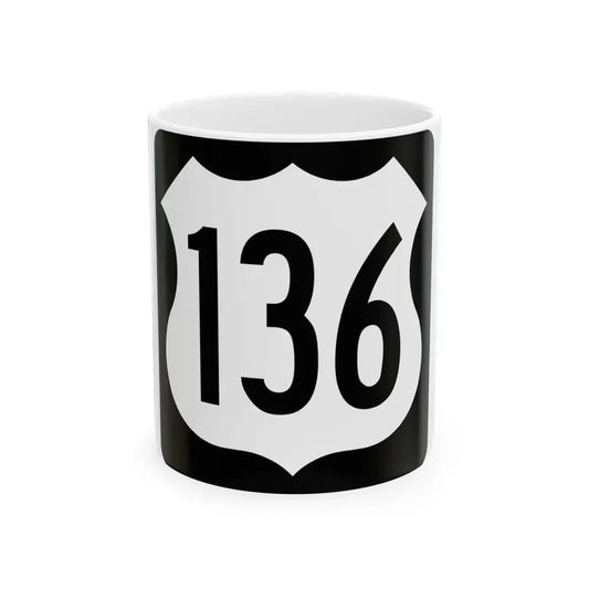 US 136 IA (Iowa) (Road Sign) White Coffee Mug 11oz - Go Mug Yourself