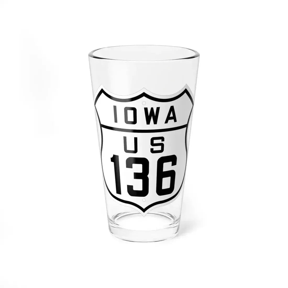 US 136 Iowa 1926 (Iowa) (Road Sign) Pint Glass 16oz 16oz - Go Mug Yourself