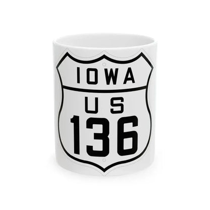 US 136 Iowa 1926 (Iowa) (Road Sign) White Coffee Mug 11oz - Go Mug Yourself