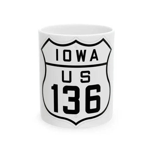 US 136 Iowa 1926 (Iowa) (Road Sign) White Coffee Mug 11oz - Go Mug Yourself