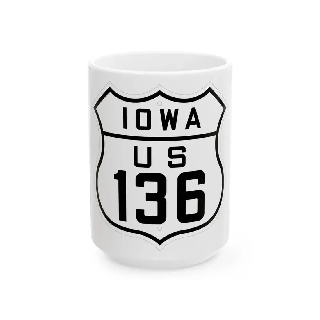 US 136 Iowa 1926 (Iowa) (Road Sign) White Coffee Mug 15oz - Go Mug Yourself