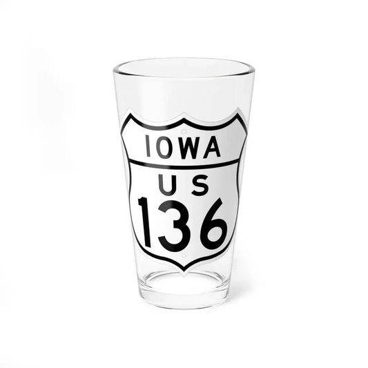 US 136 Iowa 1948 (Iowa) (Road Sign) Pint Glss 16oz 16oz - Go Mug Yourself