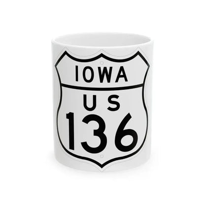 US 136 Iowa 1948 (Iowa) (Road Sign) White Coffee Mug 11oz - Go Mug Yourself