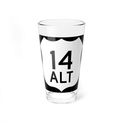 US 14 Alternate Wyoming (Wyoming) (Road Sign) Pint Glass 16oz 16oz - Go Mug Yourself