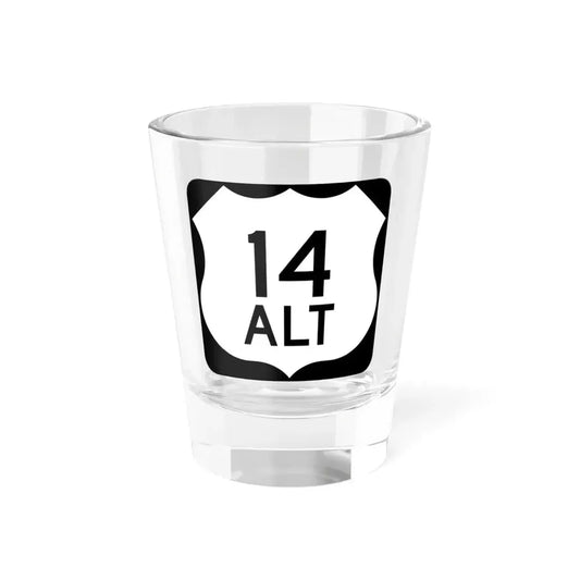 US 14 Alternate Wyoming (Wyoming) (Road Sign) Shot Glass 1.5oz 1.5oz - Go Mug Yourself