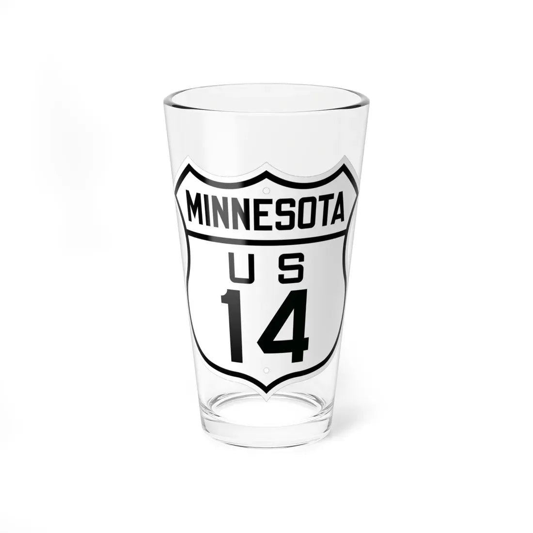 US 14 Minnesota 1926 (Minnesota) (Road Sign) Pint Glass 16oz 16oz - Go Mug Yourself