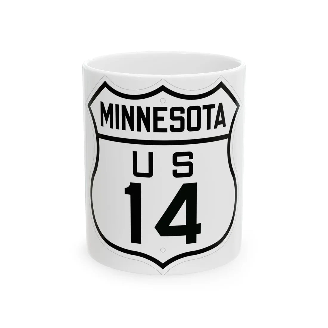 US 14 Minnesota 1926 (Minnesota) (Road Sign) White Coffee Mug 11oz - Go Mug Yourself