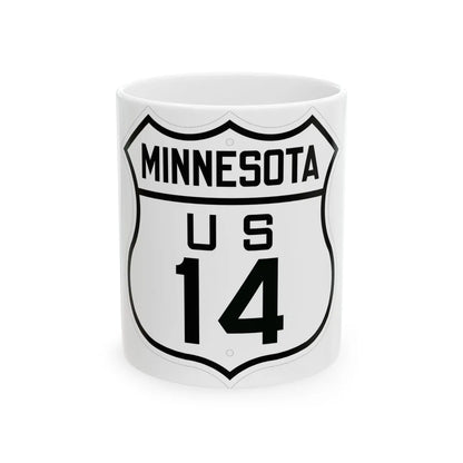 US 14 Minnesota 1926 (Minnesota) (Road Sign) White Coffee Mug 11oz - Go Mug Yourself