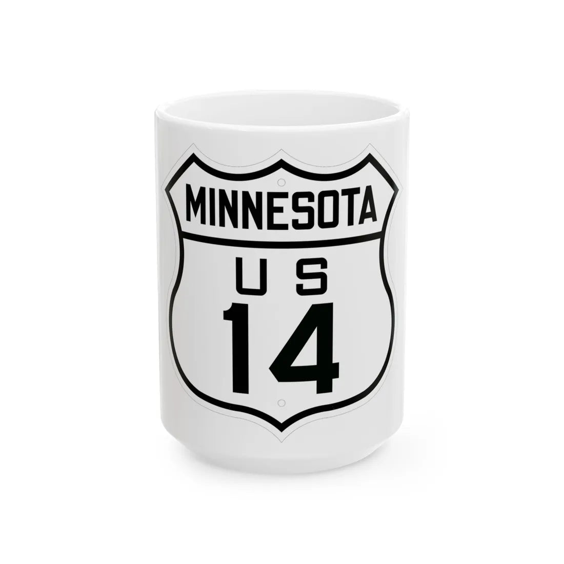 US 14 Minnesota 1926 (Minnesota) (Road Sign) White Coffee Mug 15oz - Go Mug Yourself