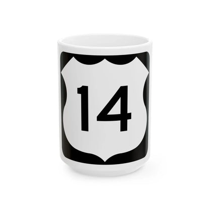 US 14 MN 1961 (Minnesota) (Road Sign) White Coffee Mug 15oz - Go Mug Yourself