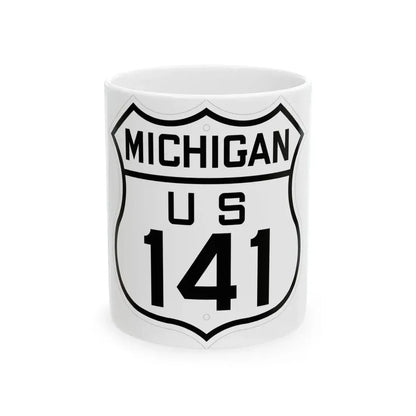 US 141 Michigan 1926 (Michigan) (Road Sign) White Coffee Mug 11oz - Go Mug Yourself