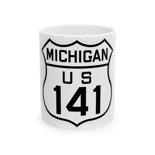 US 141 Michigan 1926 (Michigan) (Road Sign) White Coffee Mug 11oz - Go Mug Yourself