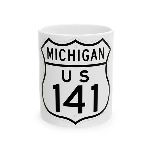US 141 Michigan 1948 (Michigan) (Road Sign) White Coffee Mug 11oz - Go Mug Yourself
