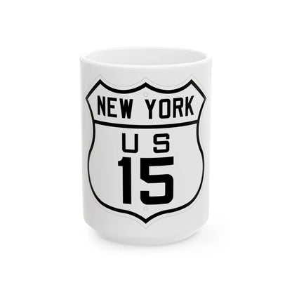 US 15 New York 1926 (New York) (Road Sign) White Coffee Mug 15oz - Go Mug Yourself